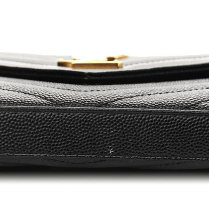 Saint Laurent Grain De Poudre Matelasse Chevron Monogram Chain Wallet Black 10 of 10
