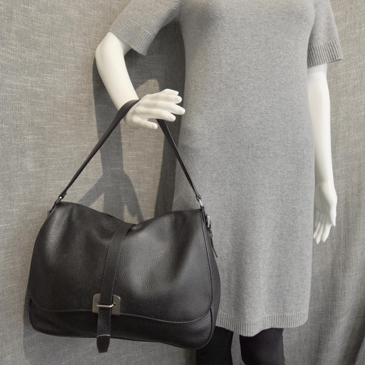 Prada Leather Large Shoulder Bag Nero Black 3 of 9
