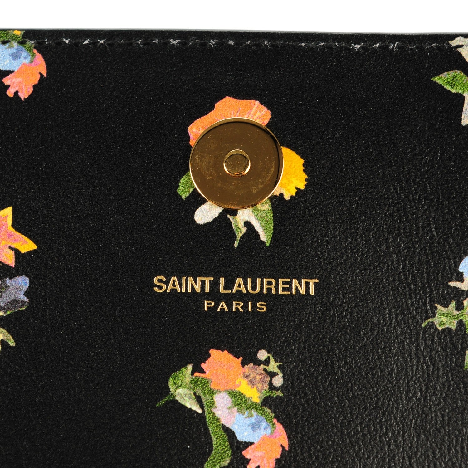 Saint Laurent Calfskin Prairie Flower Printed Small Monogram Clutch Black Multicolor 6 of 8
