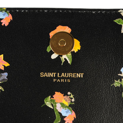 Saint Laurent Calfskin Prairie Flower Printed Small Monogram Clutch Black Multicolor 6 of 8