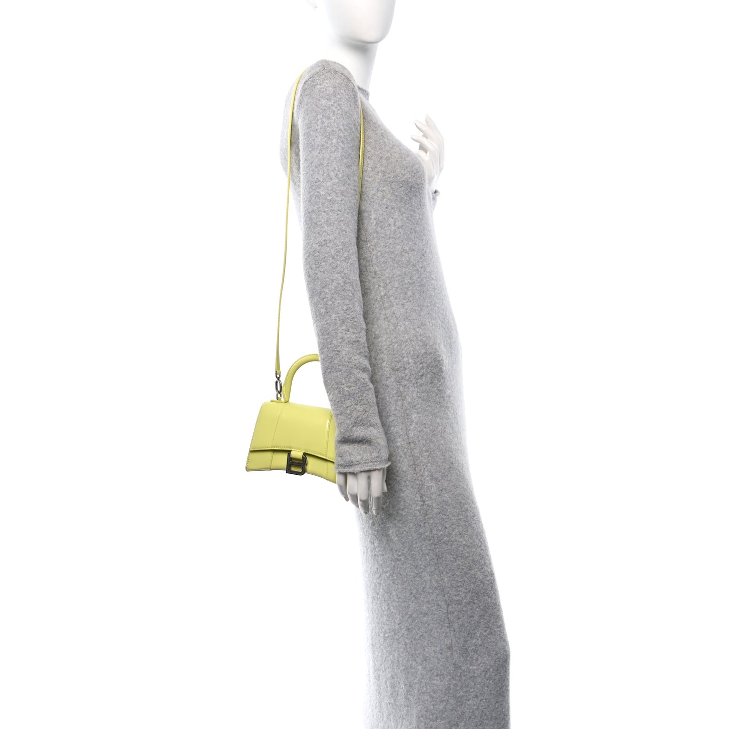 Shiny Box Calfskin Hourglass Top Handle Bag XS Lime