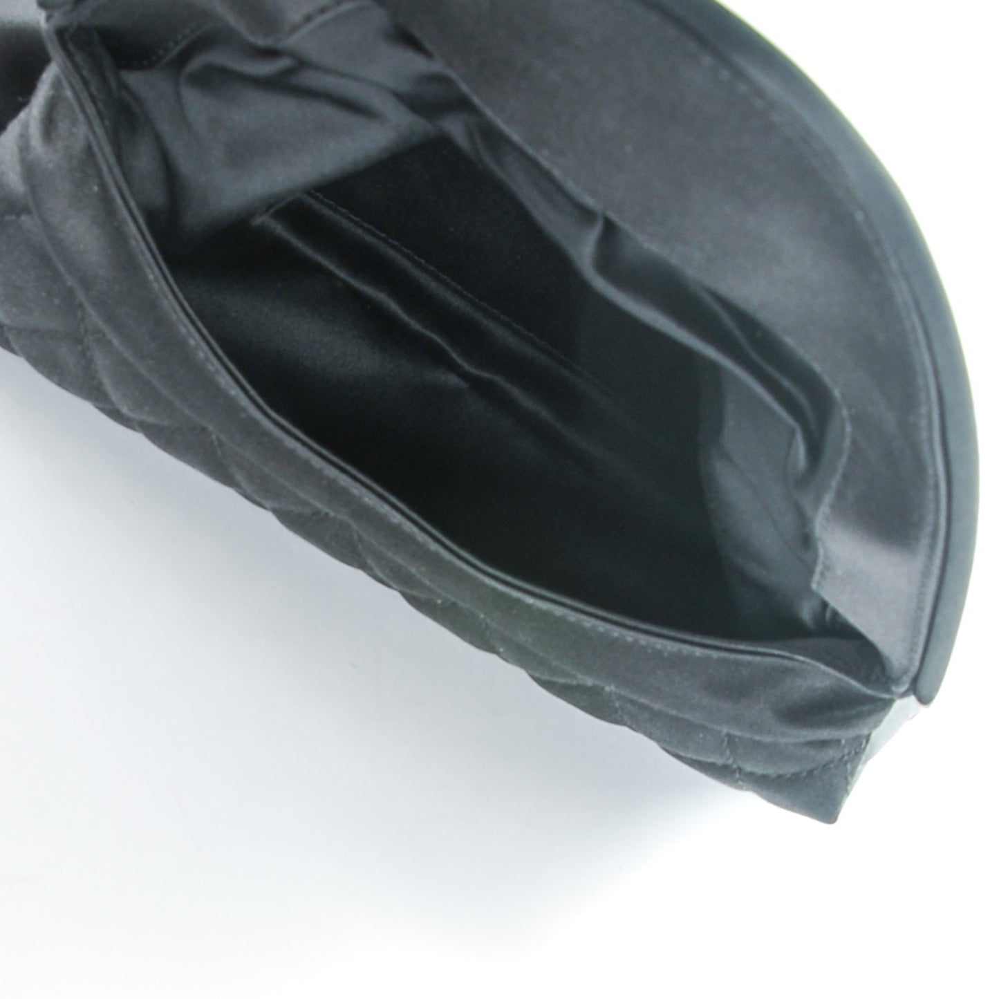 Satin Quilted Flap Clutch Black