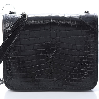 Saint Laurent Crocodile Embossed Lambskin Matelasse Monogram Niki Chain Wallet Black 8 of 10