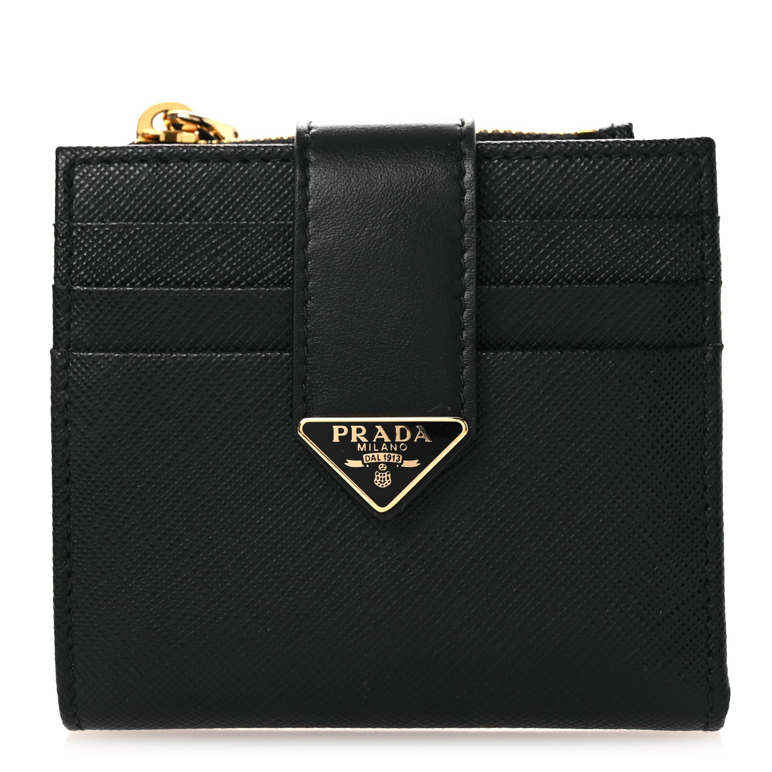 Prada Saffiano Small Triangle Wallet Black 1 of 11