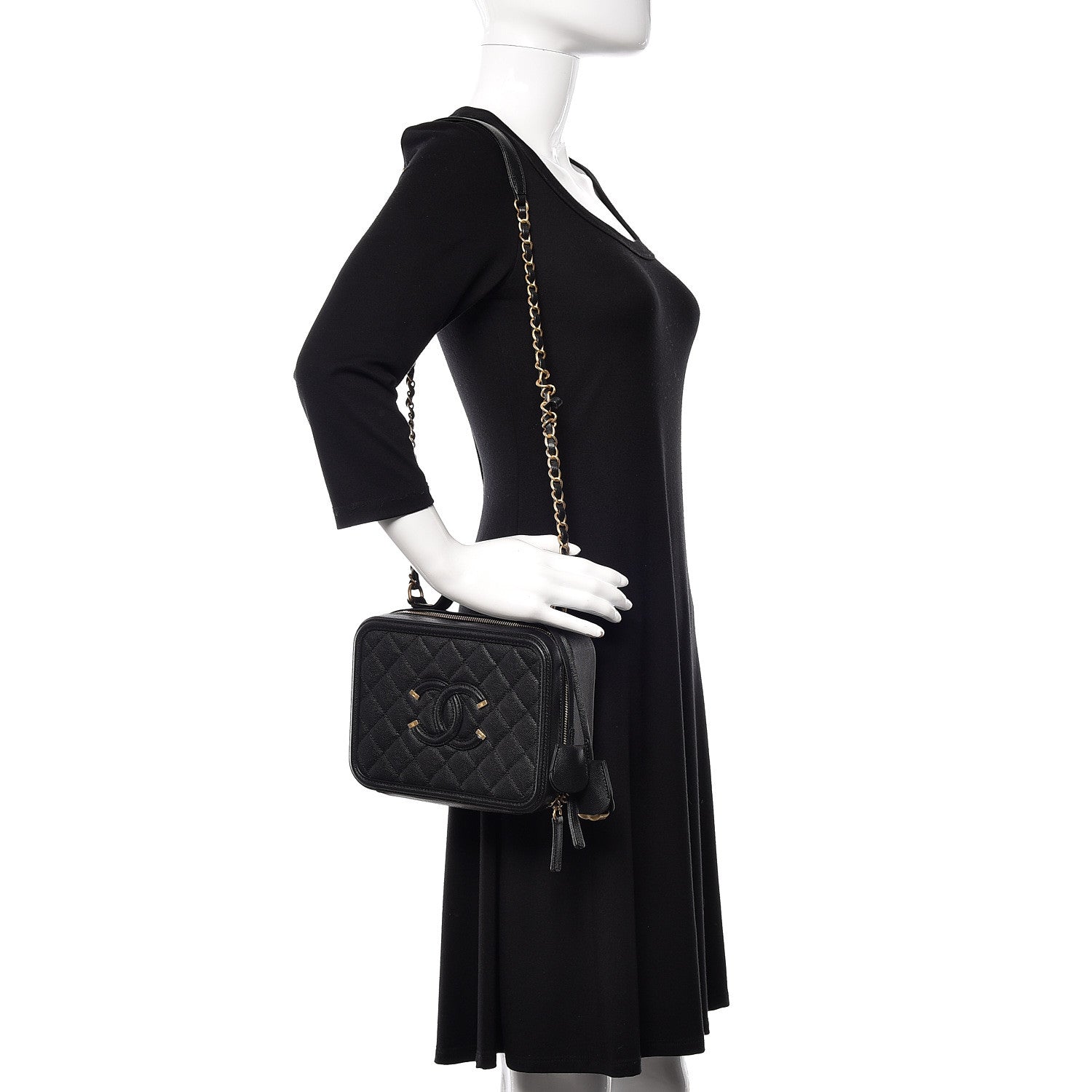 Chanel Caviar Quilted Medium CC Filigree Vanity Case Black 2 of 11
