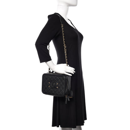Chanel Caviar Quilted Medium CC Filigree Vanity Case Black 2 of 11