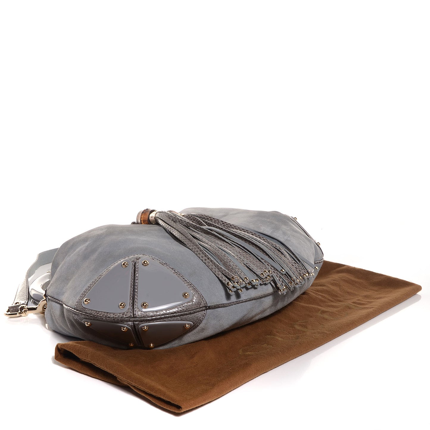 Suede Python Large Indy Top Handle Hobo Grey