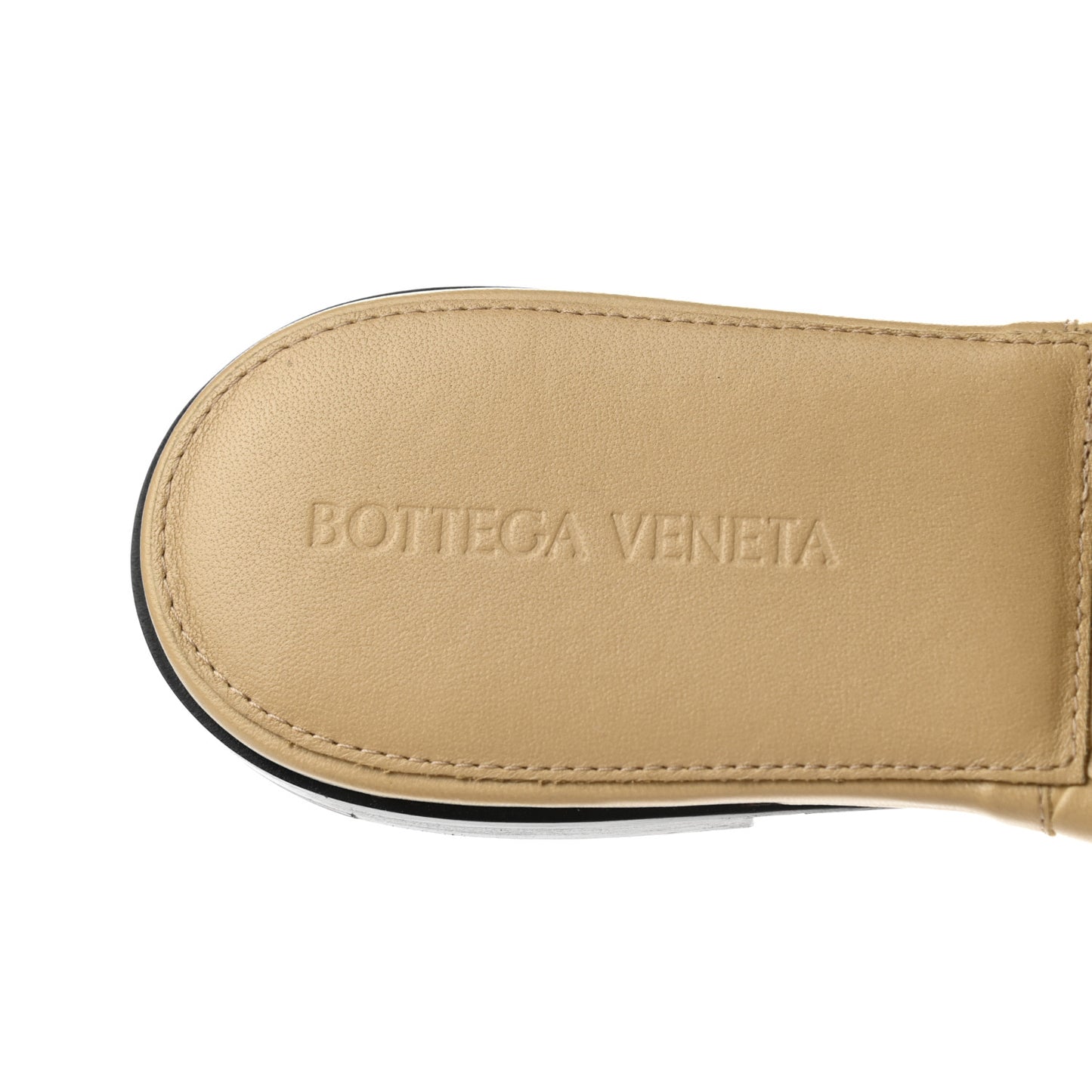 Nappa Maxi Intrecciato Lido Flat Sandals 38 Cane Sugar