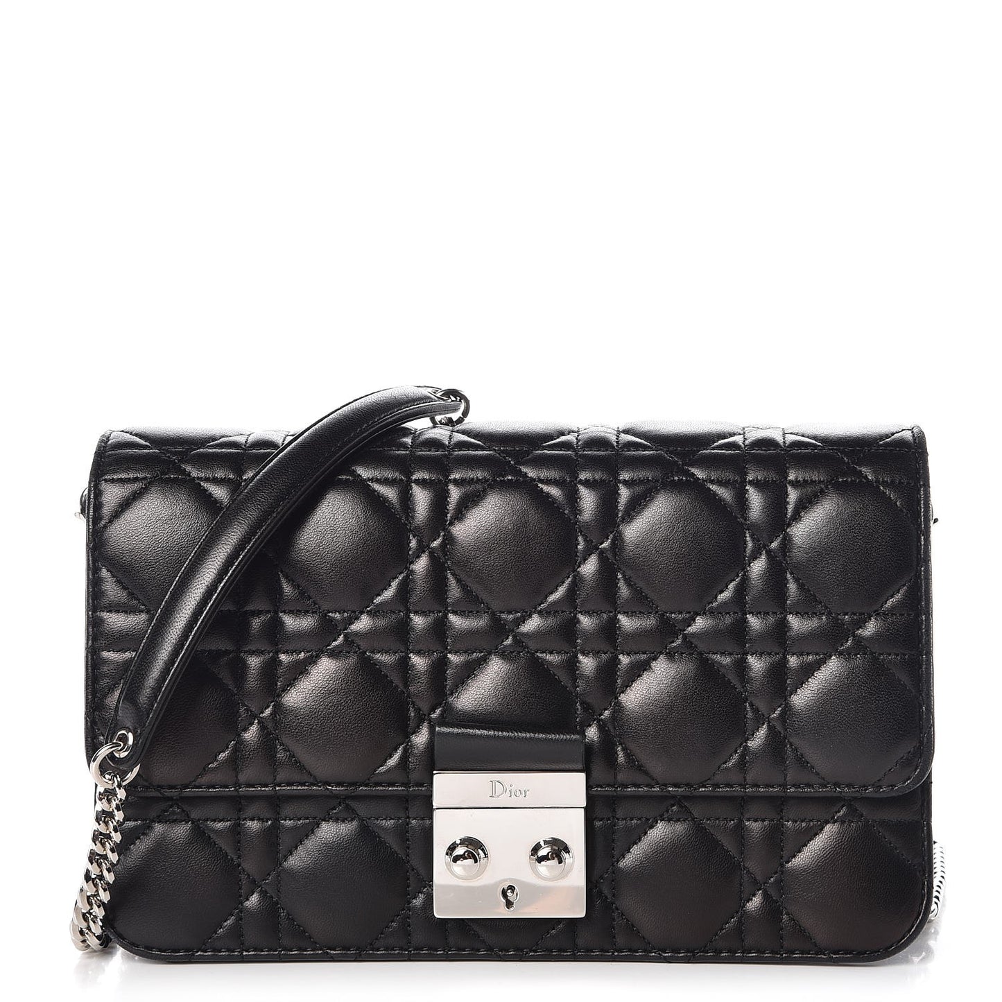 Lambskin Cannage Miss Dior Promenade Pouch Black