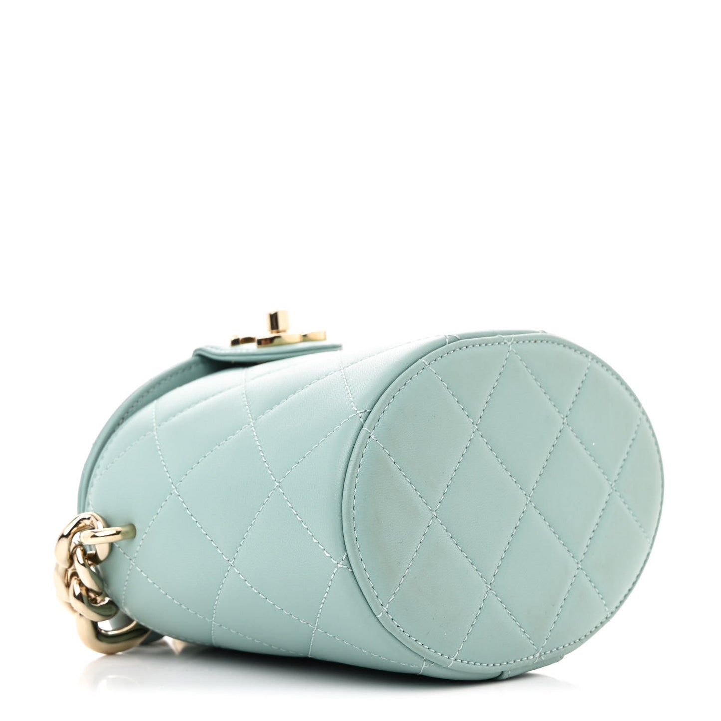 Lambskin Resin Elegant Chain Vanity Case Light Blue