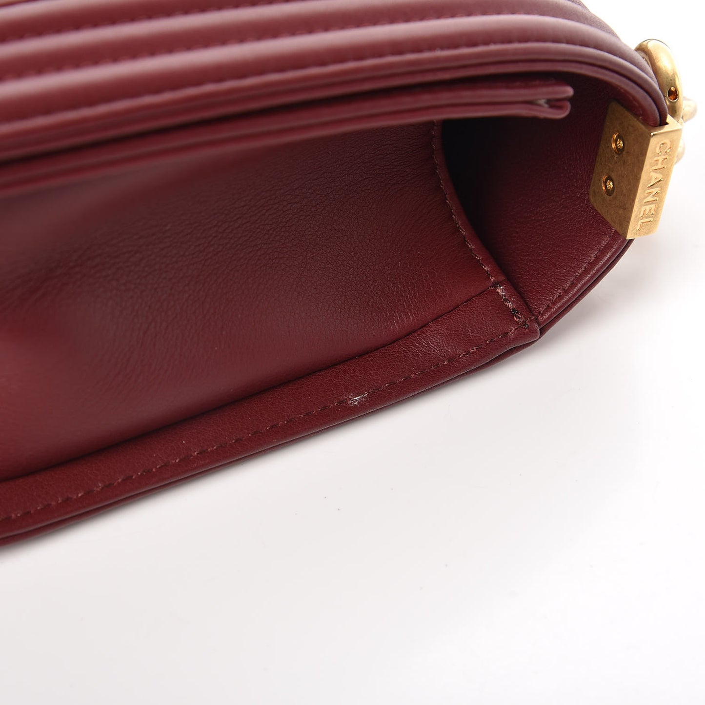 Calfskin Quilted Medium Boy Flap Burgundy
