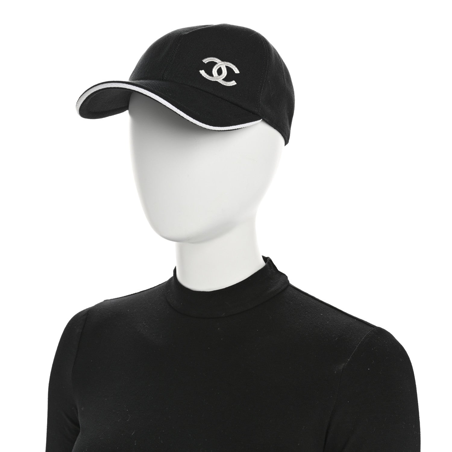 Chanel Cotton CC Cap Hat Black White 2 of 10