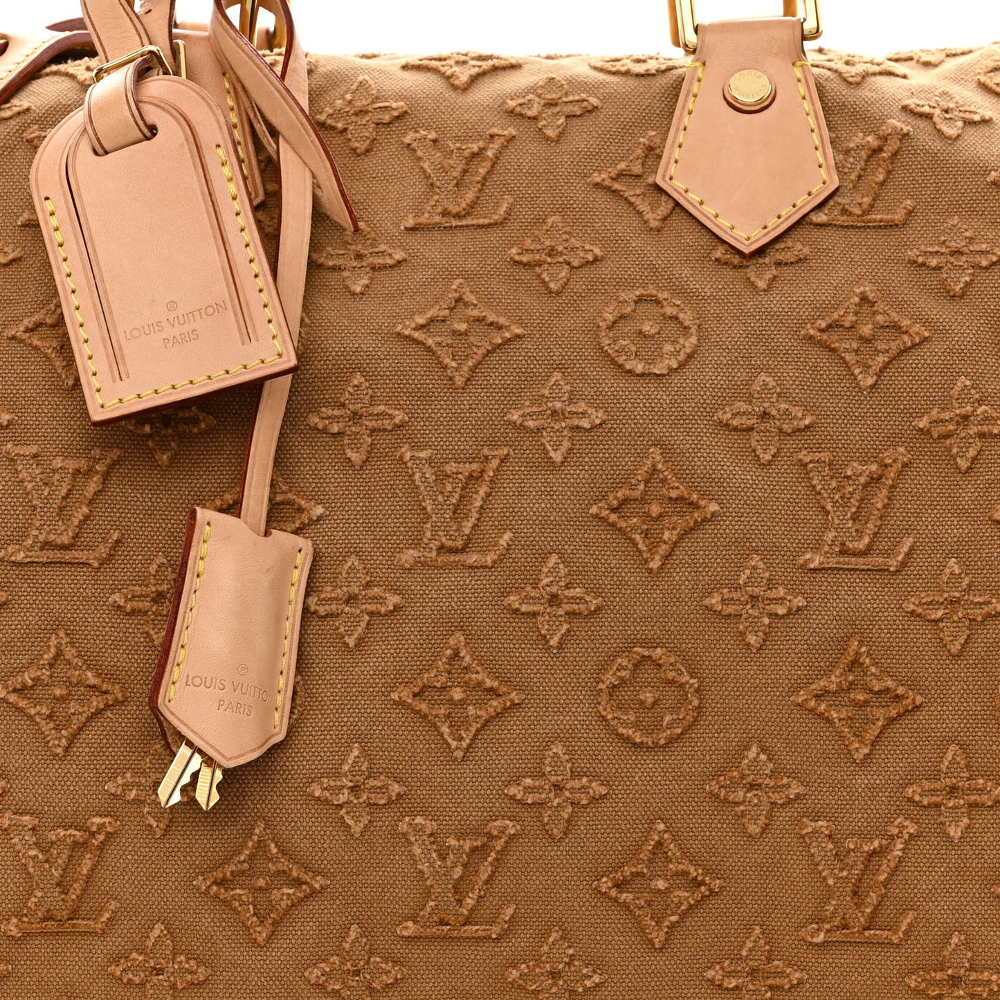 Denim Monogram Stone Speedy Bandouliere 35 Caramel