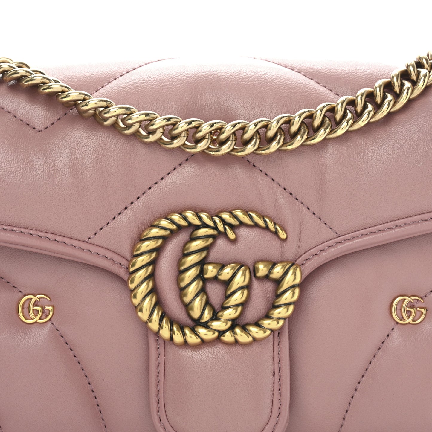 Nappa Matelasse Double G Studs Small Torchon GG Marmont Shoulder Bag Dusty Carmine Rose