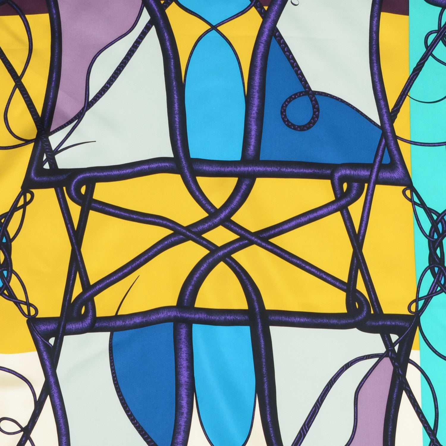 Hermes Silk Coup De Fouet Scarf 90 Indigo Turquoise Aubergine 2 of 6