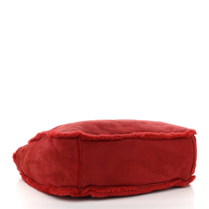 Chanel Suede Shearling Fur Handbag Red 4 of 14