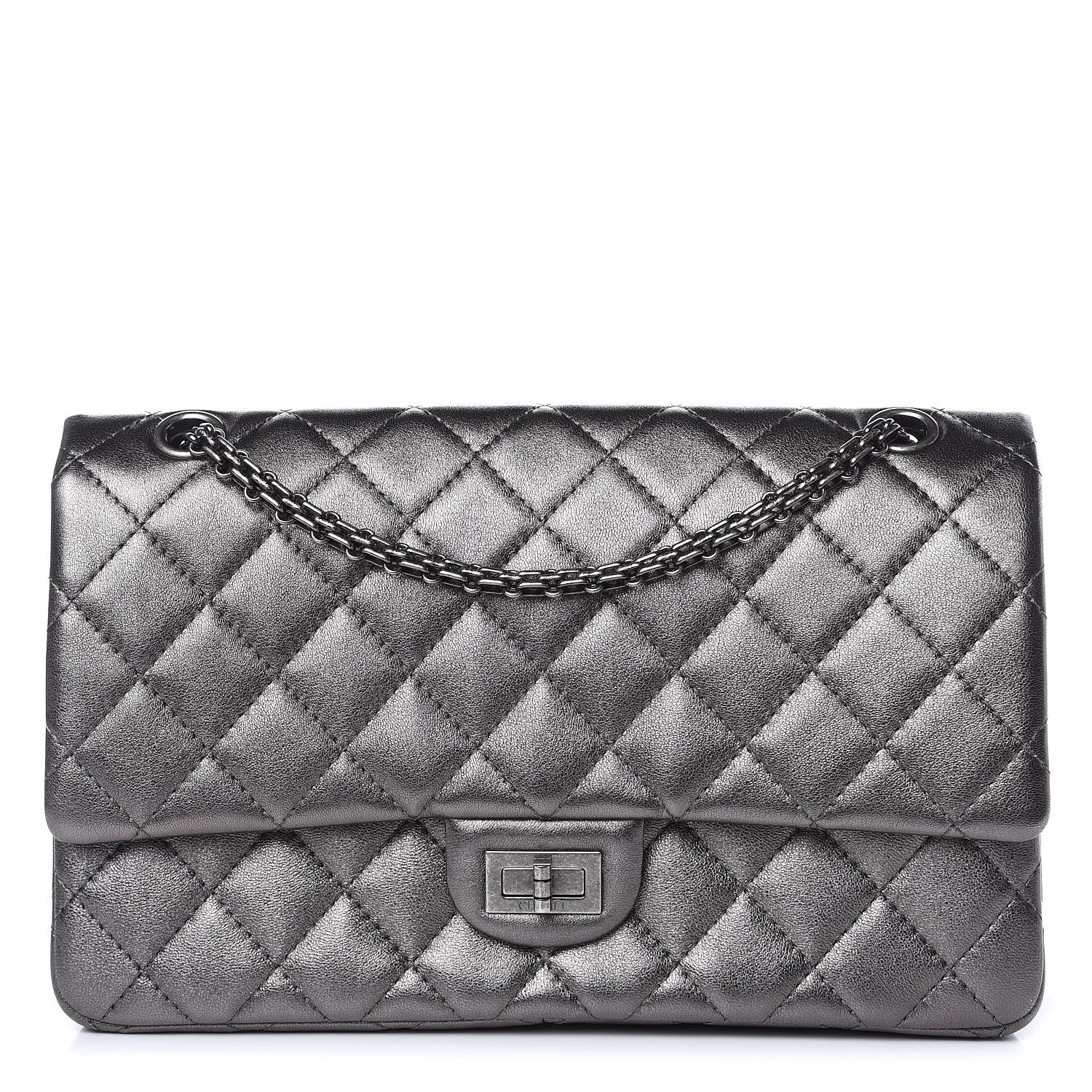 Chanel Metallic Calfskin Quilted 2.55 Reissue 226 Flap Charcoal 1 of 12