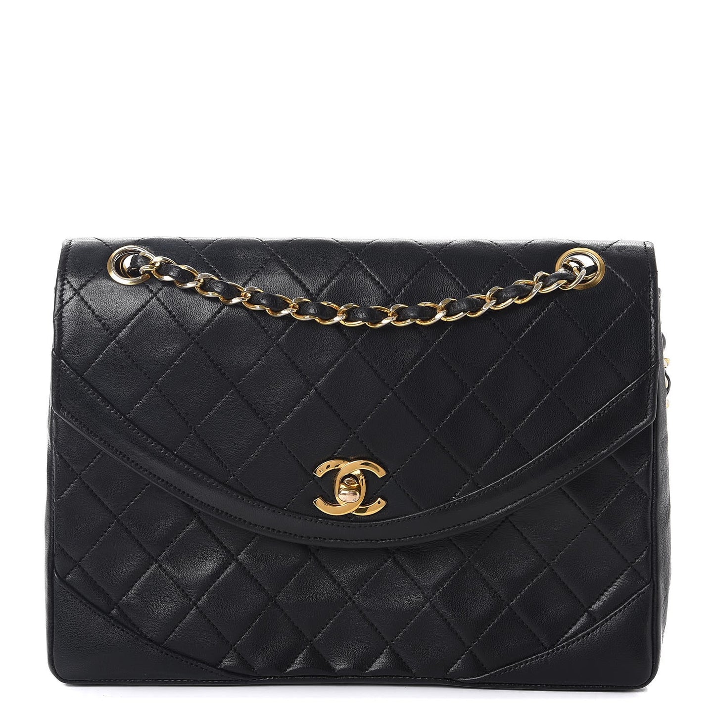 Lambskin Quilted Medium Single Flap Black