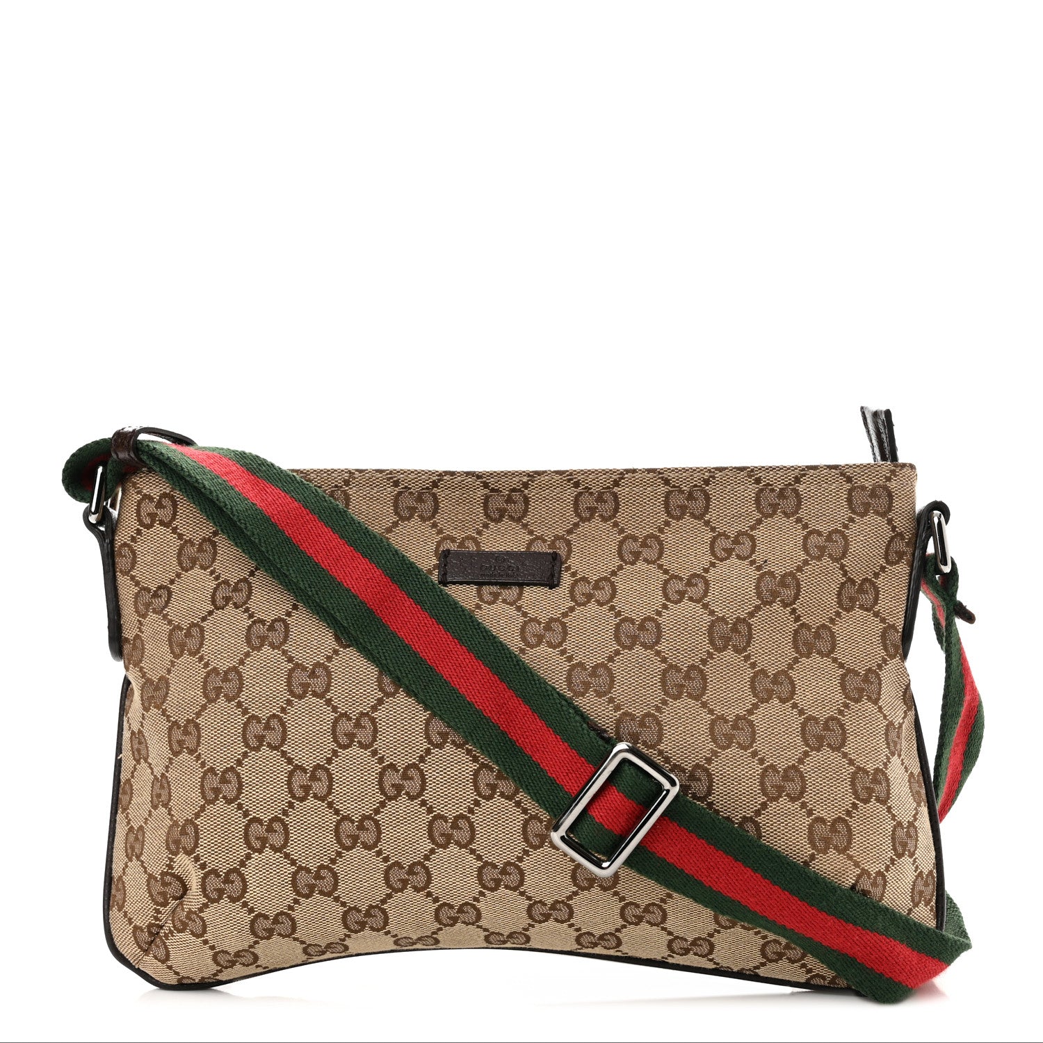 Gucci Monogram Web Small Flat Messenger Crossbody Dark Brown 1 of 10