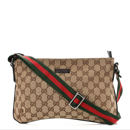 Gucci Monogram Web Small Flat Messenger Crossbody Dark Brown 1 of 10