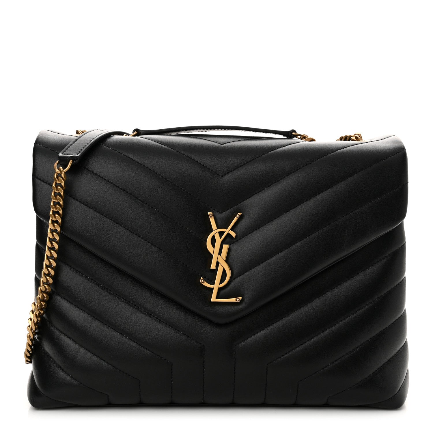 Saint Laurent Calfskin Y Quilted Monogram Medium Loulou Chain Satchel Black 1 of 9
