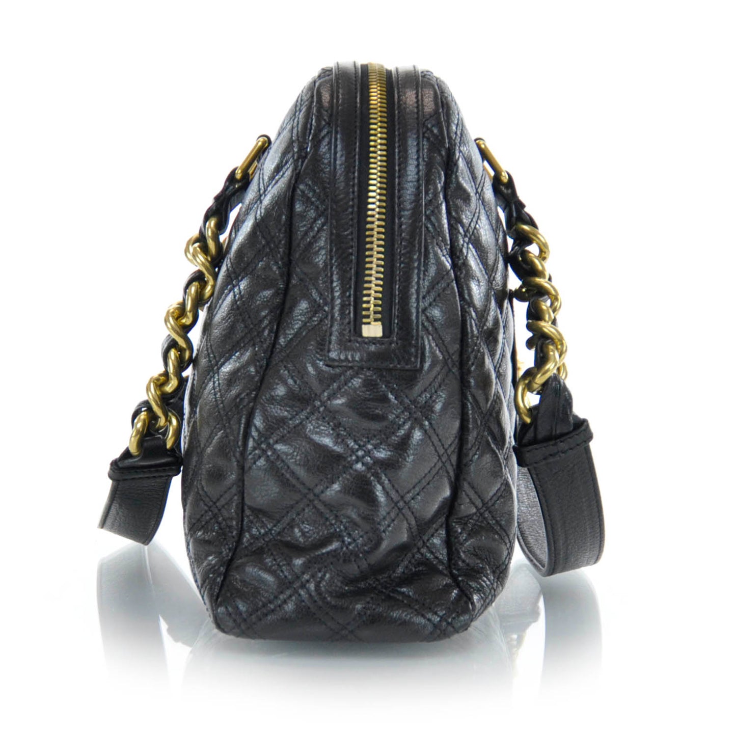 Leather Quilted Karlie Satchel Black