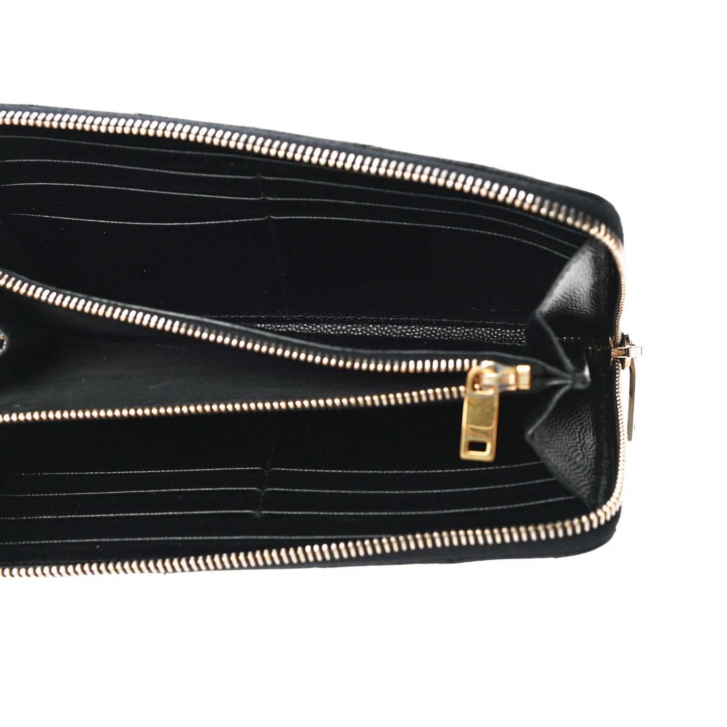 Saint Laurent Grain De Poudre Matelasse Chevron Monogram Zip Around Wallet Black 5 of 10