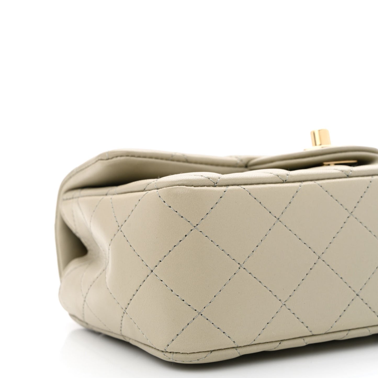 Lambskin Quilted Mini Rectangular Flap Grey