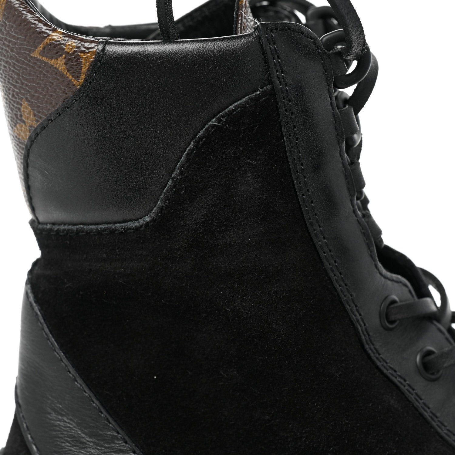 Louis Vuitton Suede Calfskin Monogram Laureate Platform Desert Boots 38.5 Black 15 of 18