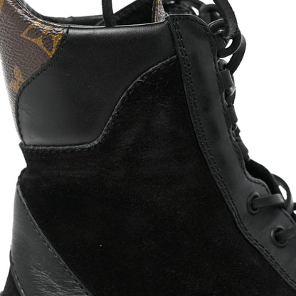 Louis Vuitton Suede Calfskin Monogram Laureate Platform Desert Boots 38.5 Black 15 of 18