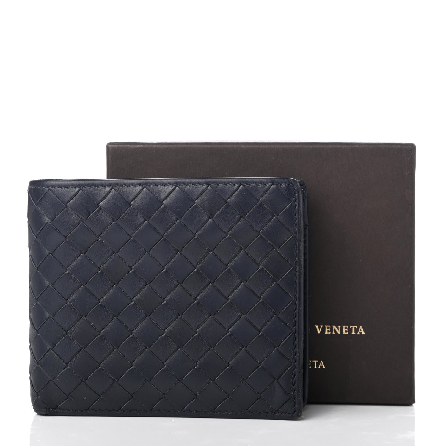 Bottega Veneta Nappa Intrecciato Bi-Fold Wallet Blue 9 of 9