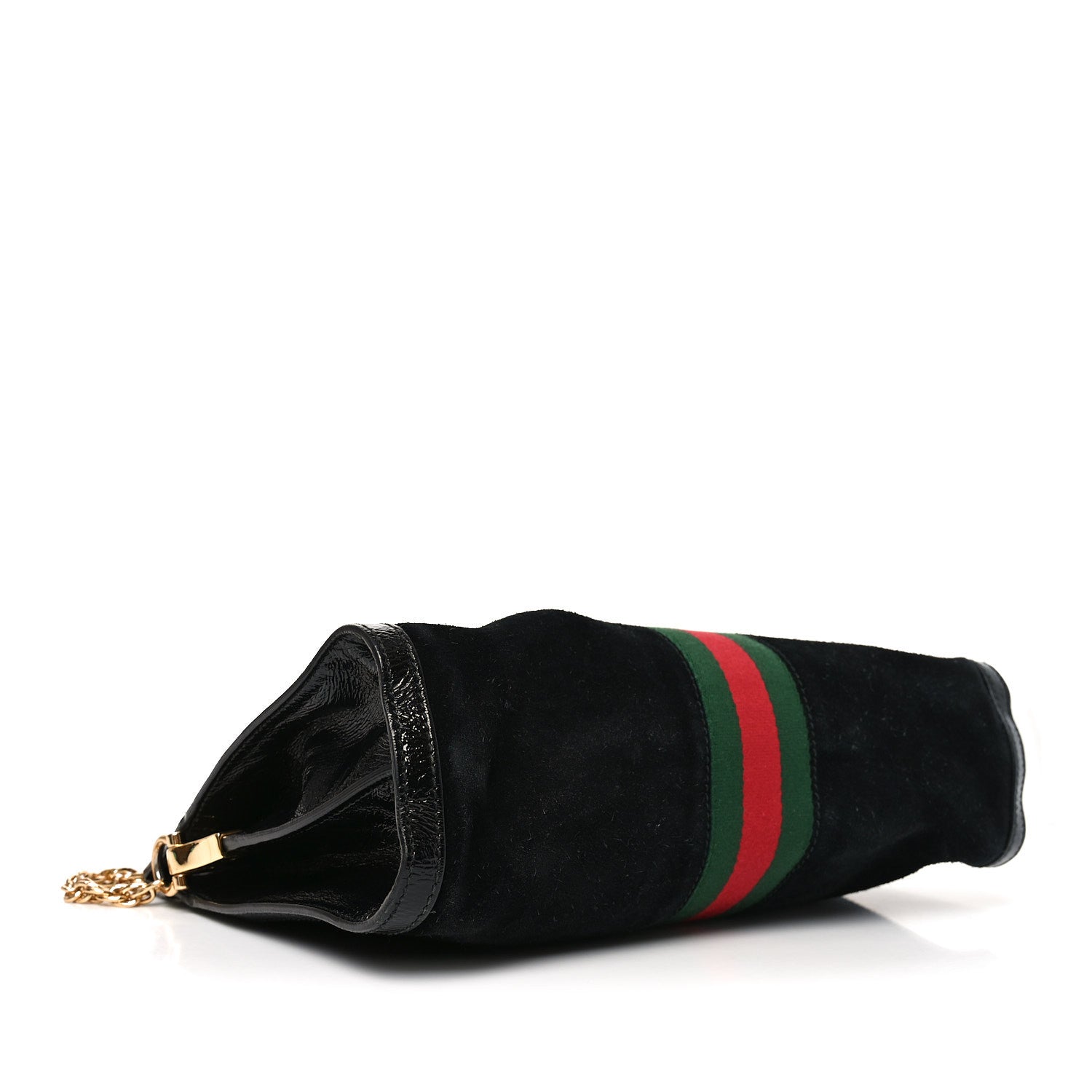 Gucci Suede Patent GG Web Medium Ophidia Chain Shoulder Bag Black 3 of 9