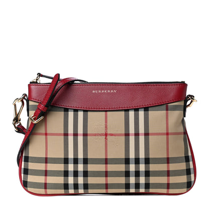 Burberry Horseferry Check Peyton Crossbody Clutch Bag Parade Red 1 of 4