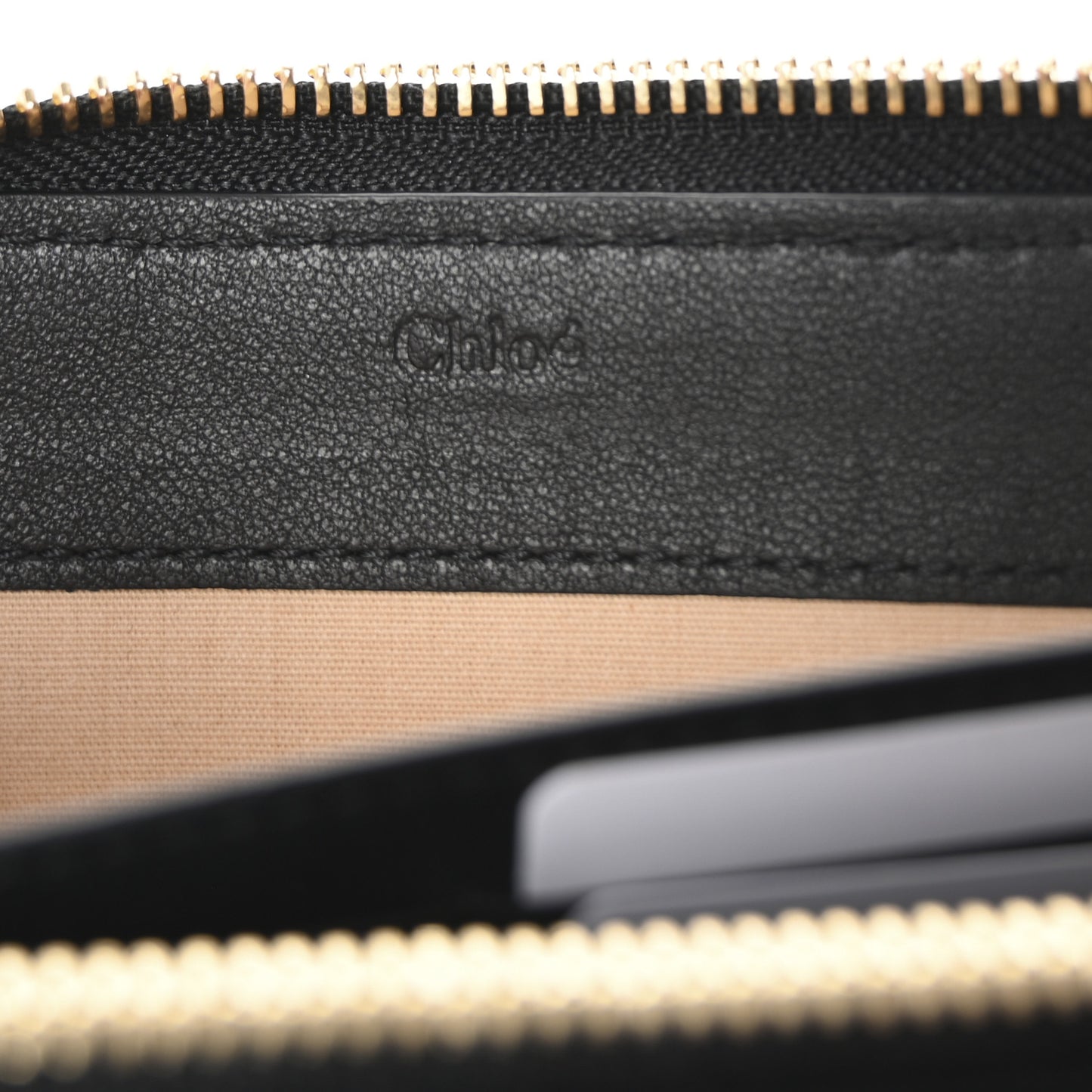 Grained Calfskin Marcie Long Zip Around Wallet Black
