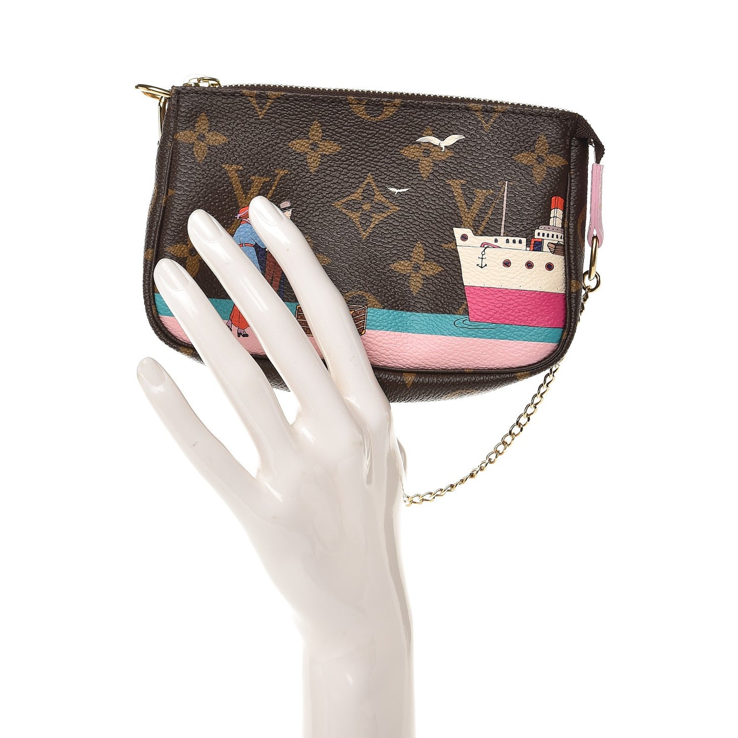 Monogram 2016 Christmas Animation Mini Pochette Accessories Rose Ballerine