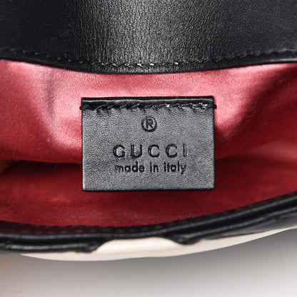 Gucci Calfskin Matelasse Super Mini GG Marmont Shoulder Bag Black White 7 of 14