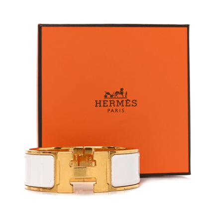 Hermes Enamel Wide Clic Clac H Bracelet GM White 5 of 5