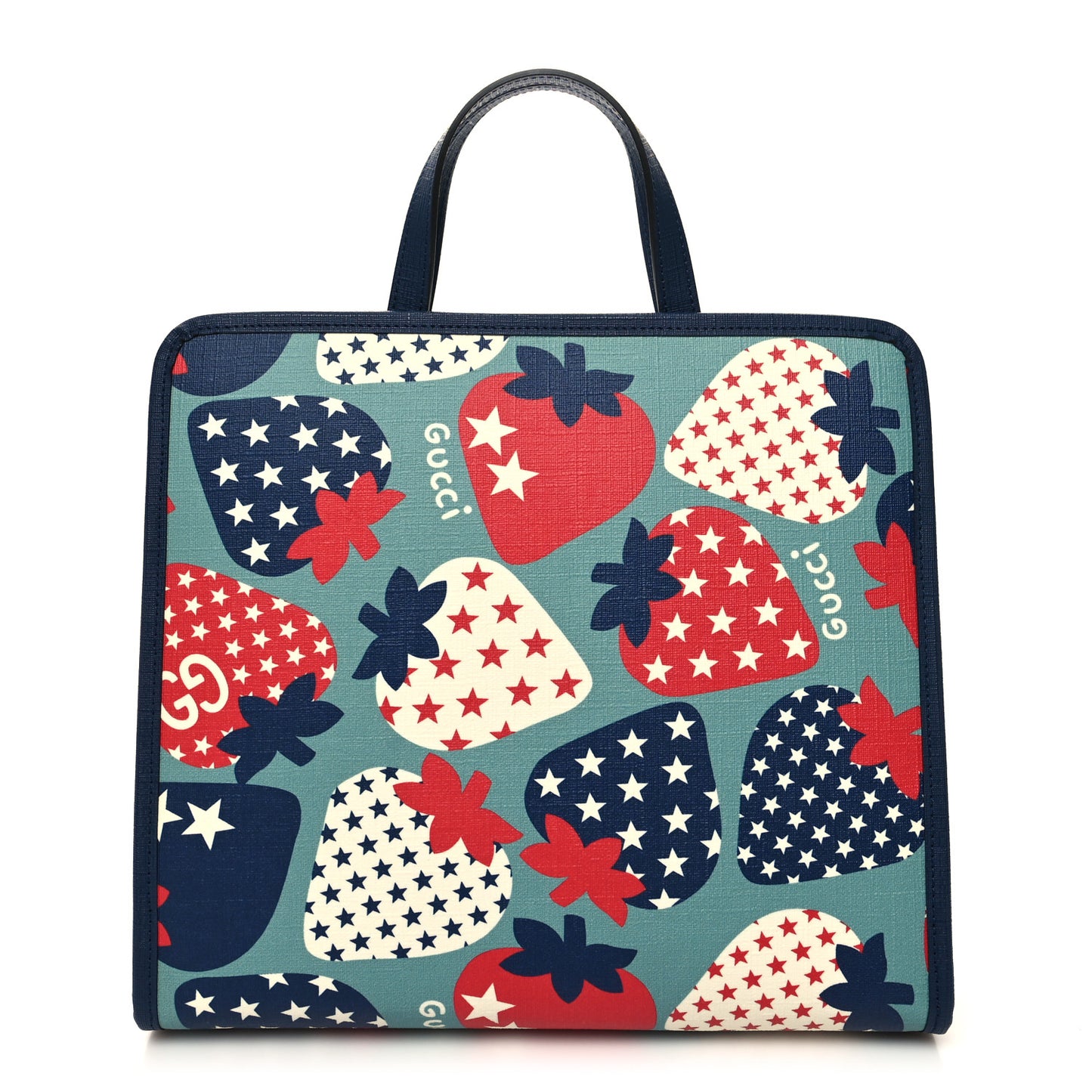 Coated Canvas Strawberry Stars Childrens Tote Red White Blue