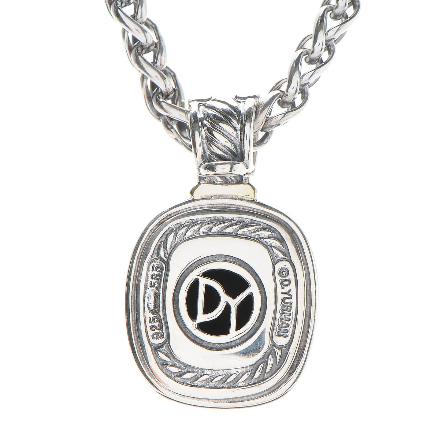 Sterling Silver 14K Yellow Gold Black Onyx Albion Pendant Necklace