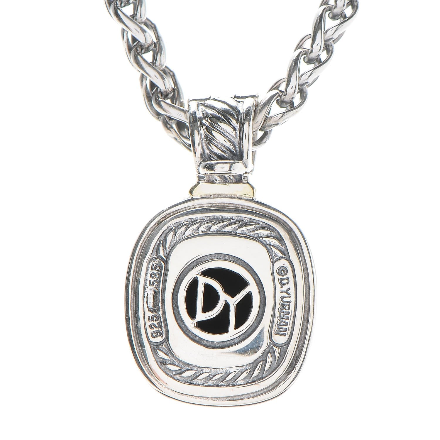 David Yurman Sterling Silver 14K Yellow Gold Black Onyx Albion Pendant Necklace 7 of 11