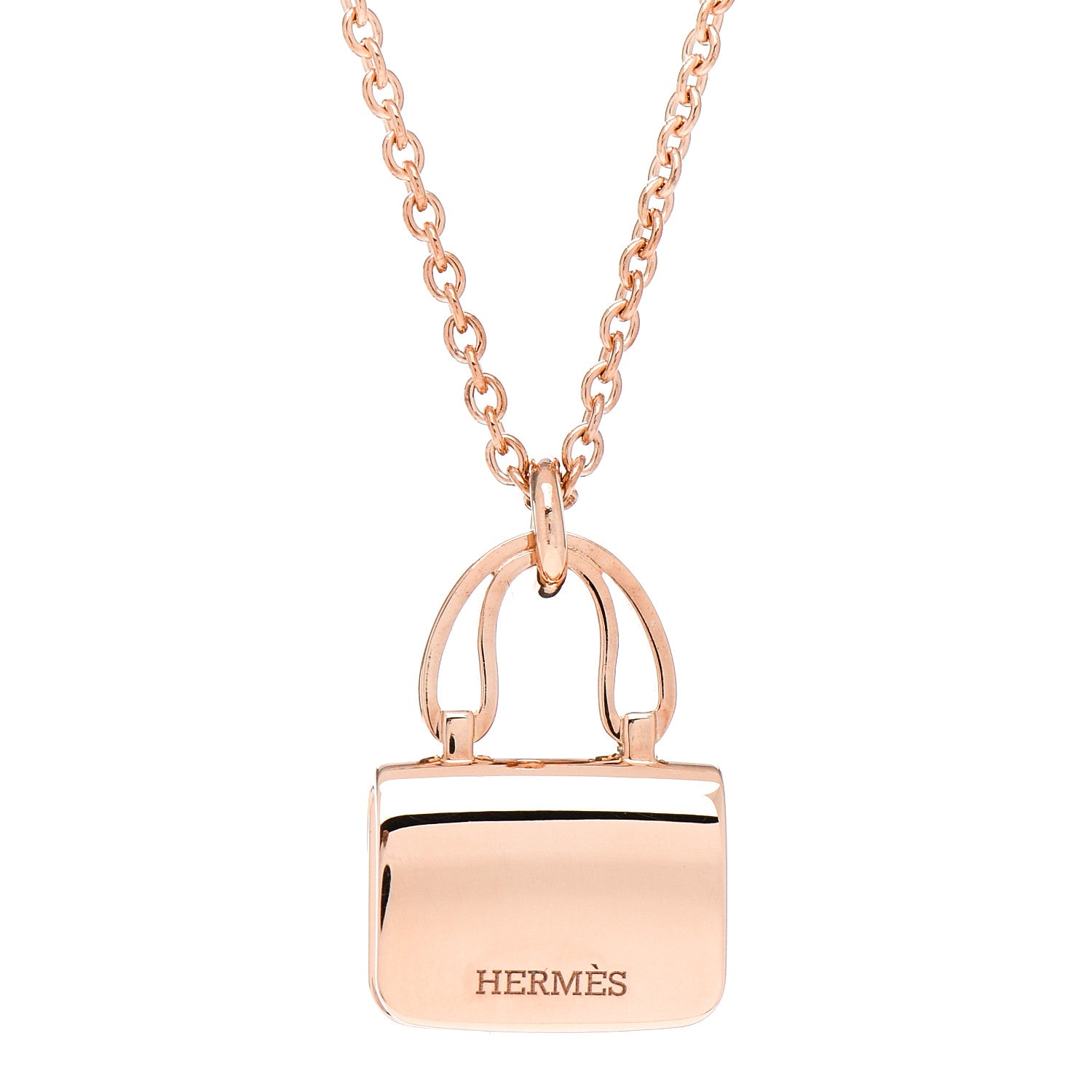 Hermes 18K Rose Gold Diamond Constance Amulettes Pendant Necklace 5 of 6