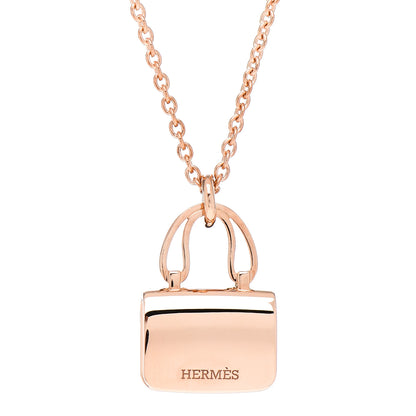 Hermes 18K Rose Gold Diamond Constance Amulettes Pendant Necklace 5 of 6