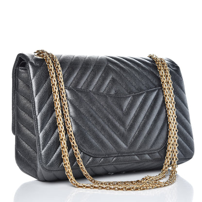 Chanel Metallic Sheepskin Chevron Quilted 2.55 Reissue 226 Flap Dark Silver 3 of 12