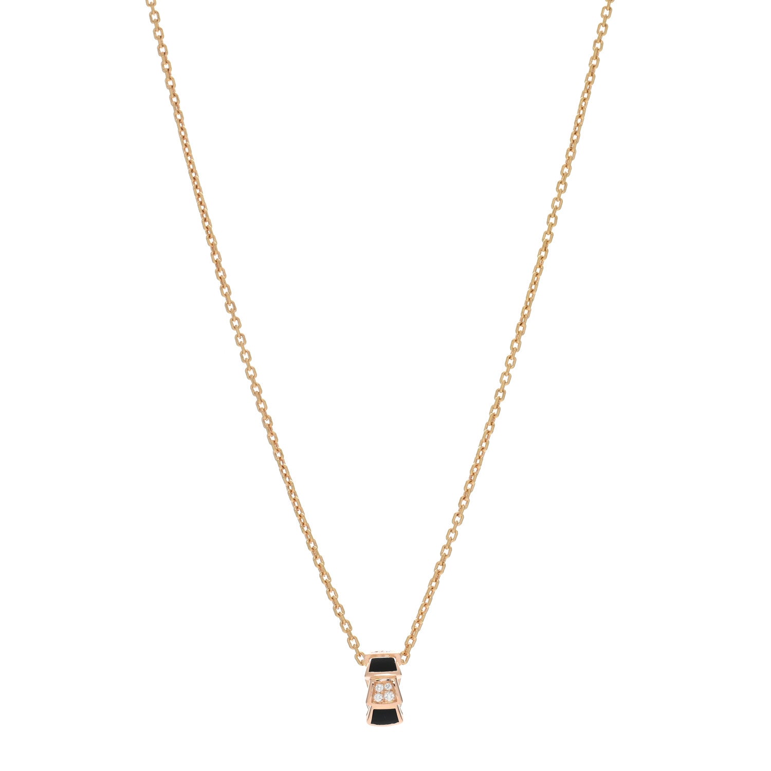 Bulgari 18K Rose Gold Diamond Black Onyx Serpenti Viper Pendant Necklace 1 of 4