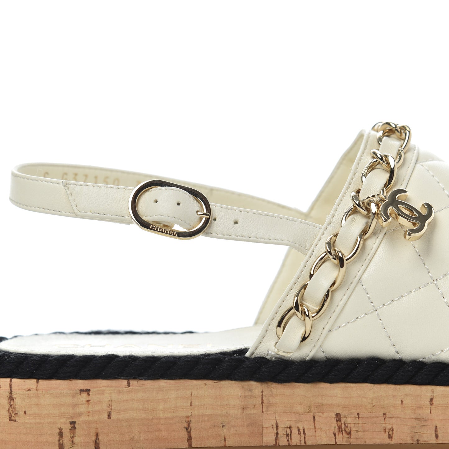 Lambskin Calfskin Cap Toe Chain Mules Sandals 38 Ivory Black
