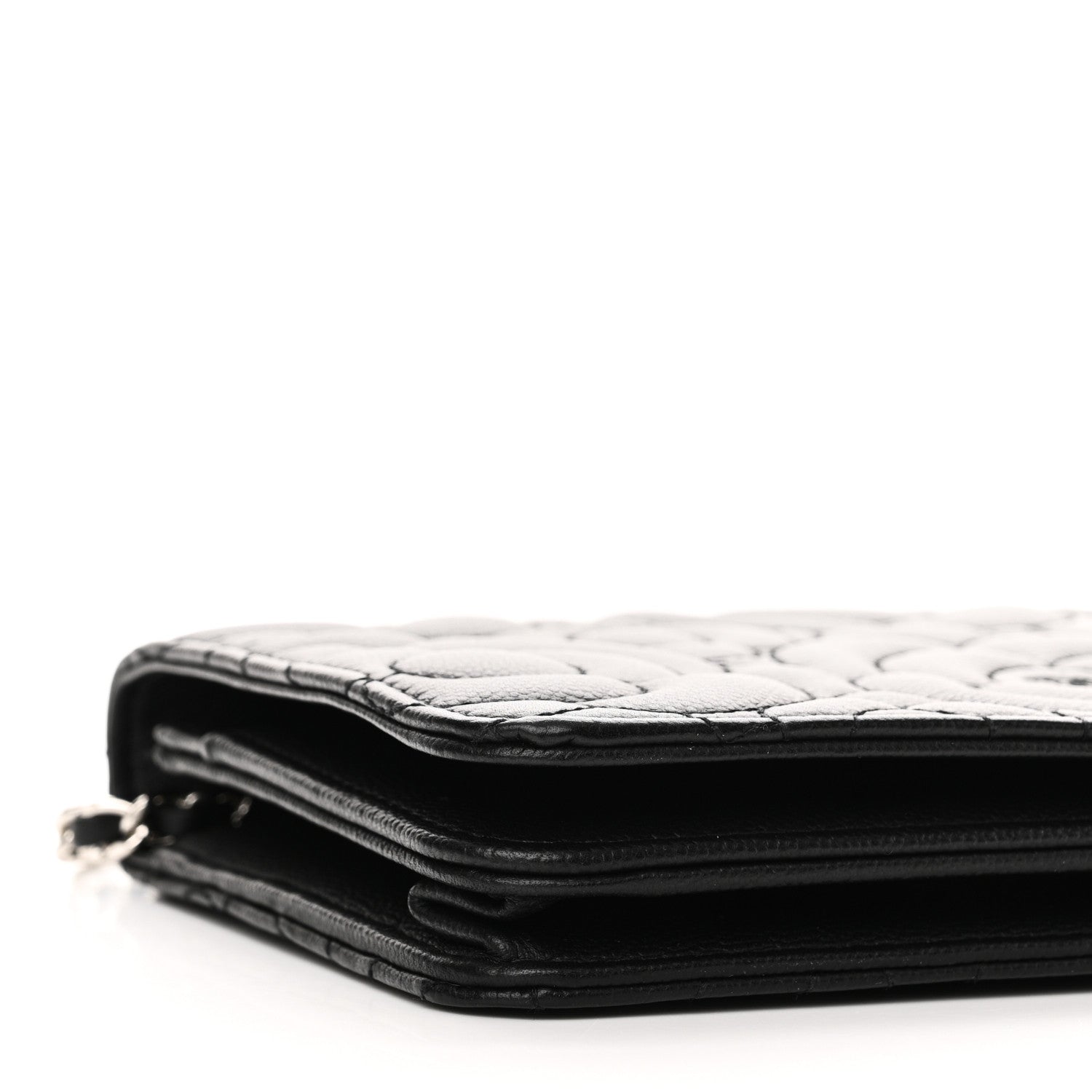Chanel Caviar Camellia Embossed Wallet On Chain WOC Black 10 of 14