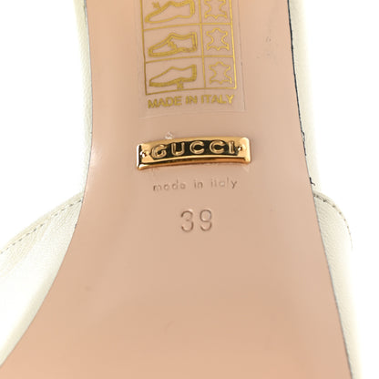 Gucci Malaga Kid Zumi Mid Heel Slide Sandals 39 Dusty White 6 of 11