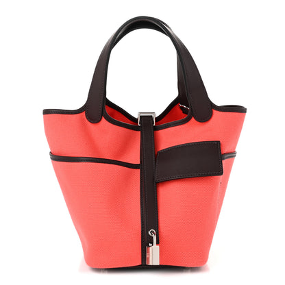 Hermes Toile Goeland Swift Cargo Picotin Lock 18 Rouge Sellier Rose Texas 1 of 9