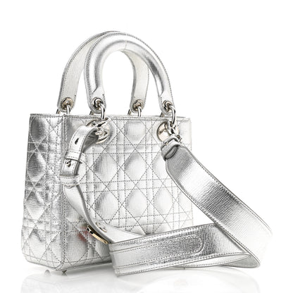 Christian Dior Metallic Grained Calfskin Cannage Small Lucky Badges My Lady Dior Silver 4 of 11