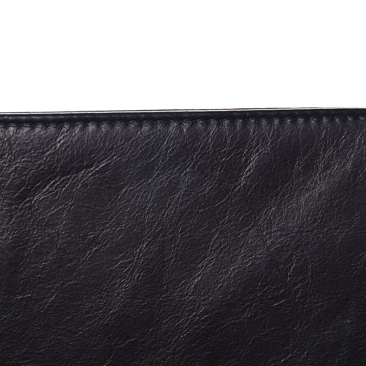 Calfskin Embossed Stitch Large Boy Flap Black